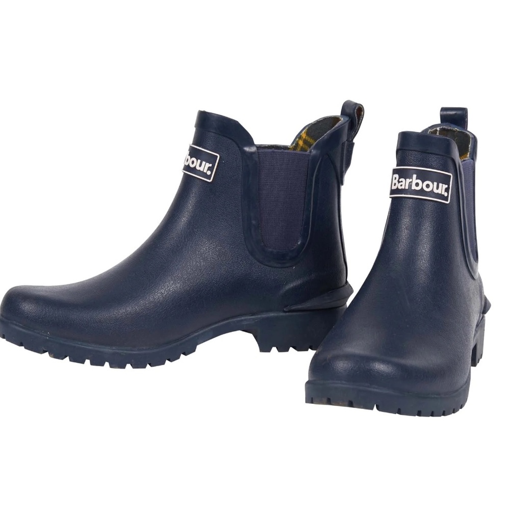 NEW Barbour Women's Wilton Wellington Ankle Rain Boots WATERPROOF BOOTIES Navy - Picture 5 of 5